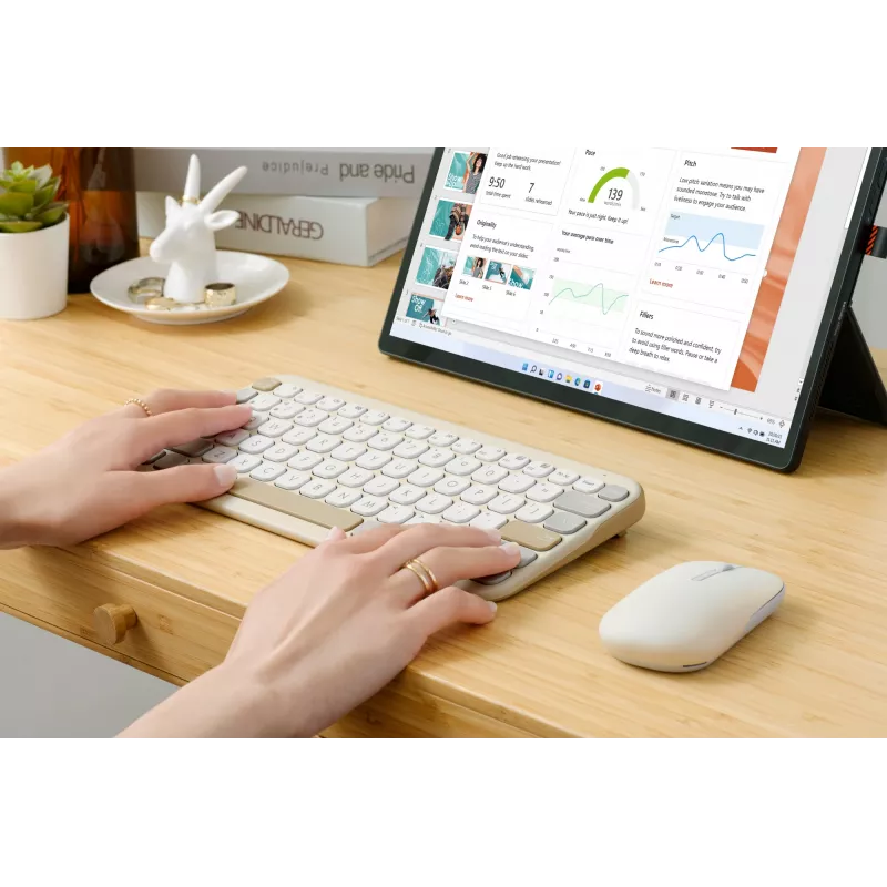 Bezvadu Bluetooth tastatūra ASUS Marshmallow KW100 — ASV starptautiskais izkārtojums, Oat Milk