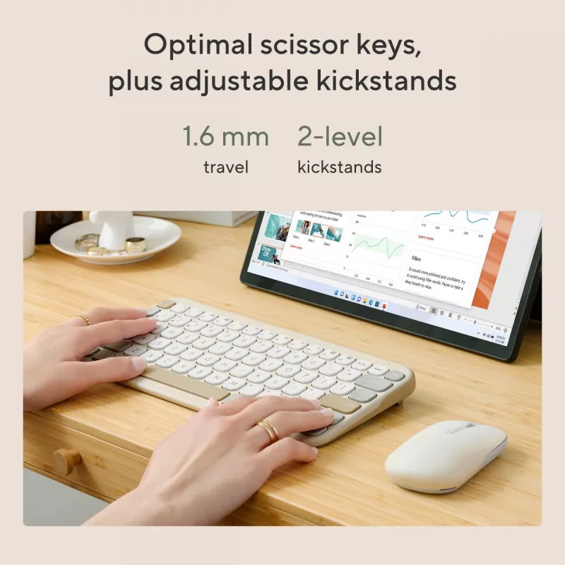 Bezvadu Bluetooth tastatūra ASUS Marshmallow KW100 — ASV starptautiskais izkārtojums, kompakts dizains