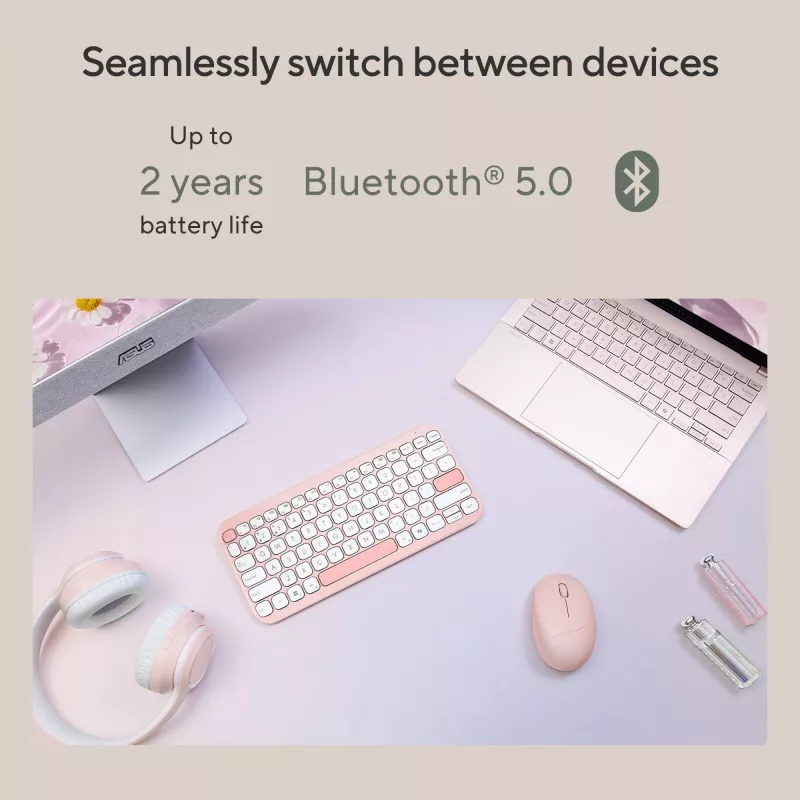Bezvadu Bluetooth tastatūra ASUS Marshmallow KW100 — ASV starptautiskais izkārtojums, kompakts dizains