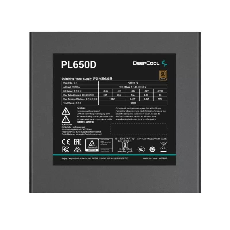 DEEPCOOL Pl650d Barošanas bloks 650 W 20+4 Pin ATX - Balts