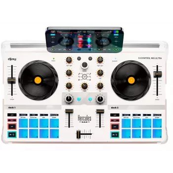 DJ kontrolieris Hercules DJControl Mix Ultra - balts, mobilais Bluetooth kontrolieris