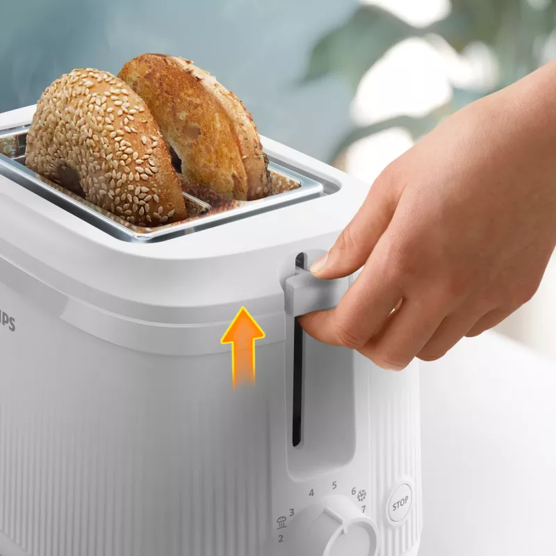 Philips 3000 sērijas tosteris, 2 šķēlēm, balts, metāls, pogas, rotācijas, 900 W, 220-240 V