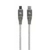 GEMBIRD Premium kokvilnas pītais USB Type-C uz micro-USB uzlādes un datu kabelis, 1.5 m - pelēks