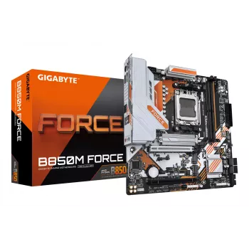GIGABYTE B850M FORCE mātesplate - AMD Ryzen 9000 sērijas CPU, 8+2+2 fāžu digitālais VRM, līdz 9600MHz DDR5 (OC), 1xPCIe 5.0 + 2xPCIe 4.0 M.2, 2.5 GbE LAN, USB 3.2 Gen 2