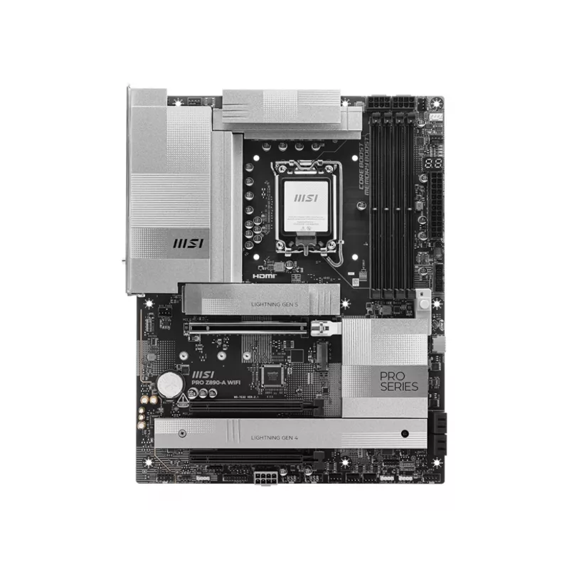 Mātesplate MSI PRO Z890-A WIFI Intel Z890 LGA 1851 ATX DDR5, 4 DIMM, 256 GB, Wi‑Fi 7, 5 Gb Ethernet
