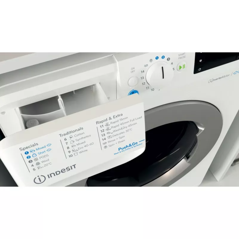 Indesit BDE 76435 WSV EE veļas žāvētājs Brīvstāvoša Priekšpuses ielāde Balts