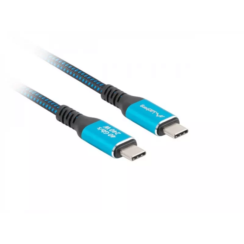 USB-C kabelis LANBERG CA-CMCM-44CU-0005-BK 0.5 m — USB4 Gen 2x2, 40 Gbit/s, 240 W, melns