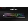 Vadu pilnizmēra spēļu tastatūra Genesis Rhod 530, USB, QWERTY US, membrāna, RGB fona apgaismojums, 114 taustiņi, 1,8 m kabelis, melna
