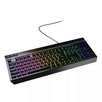 Vadu pilnizmēra spēļu tastatūra Genesis Rhod 530, USB, QWERTY US, membrāna, RGB fona apgaismojums, 114 taustiņi, 1,8 m kabelis, melna