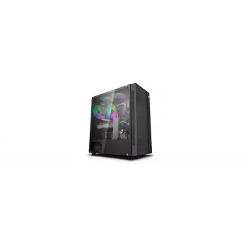 PC korpuss DeepCool Matrexx 55 Mesh Midi Tower Melns — ATX, rūdīts stikls, atbalsta 120/140 mm ventilatorus