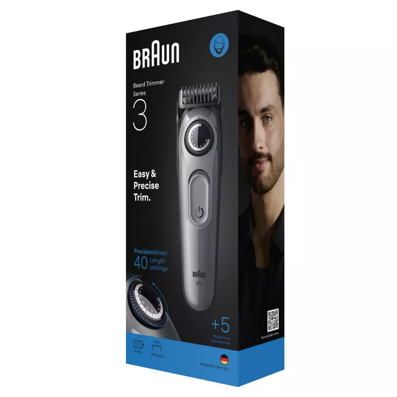 Braun BeardTrimmer 3 80789789 bārdas trimmeris maiņstrāva/akumulators 20 2 cm melns
