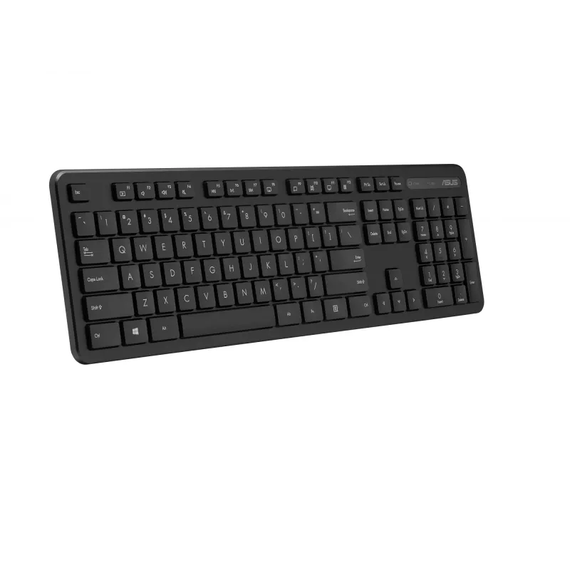 Bezvadu tastatūras un peles komplekts ASUS CW100 — ASV izkārtojums, melns, pilna izmēra QWERTY tastatūra, 1600 DPI pele