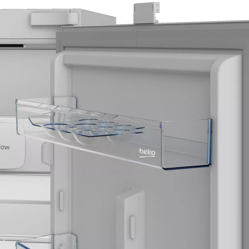 Iebūvējams ledusskapis-salldētava BEKO B3BCNA294HS — kopējais tilpums 270 L, LED displejs, E klase, balts