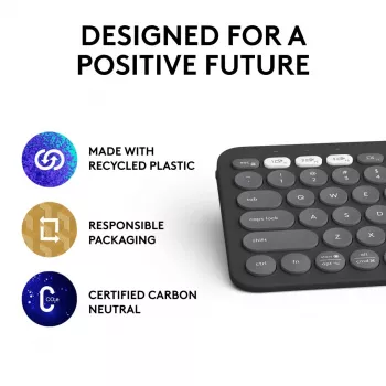 Logitech Pebble Keys 2 K380s tastatūra Universāla RF Bezvadu + Bluetooth QWERTY US International grafīta