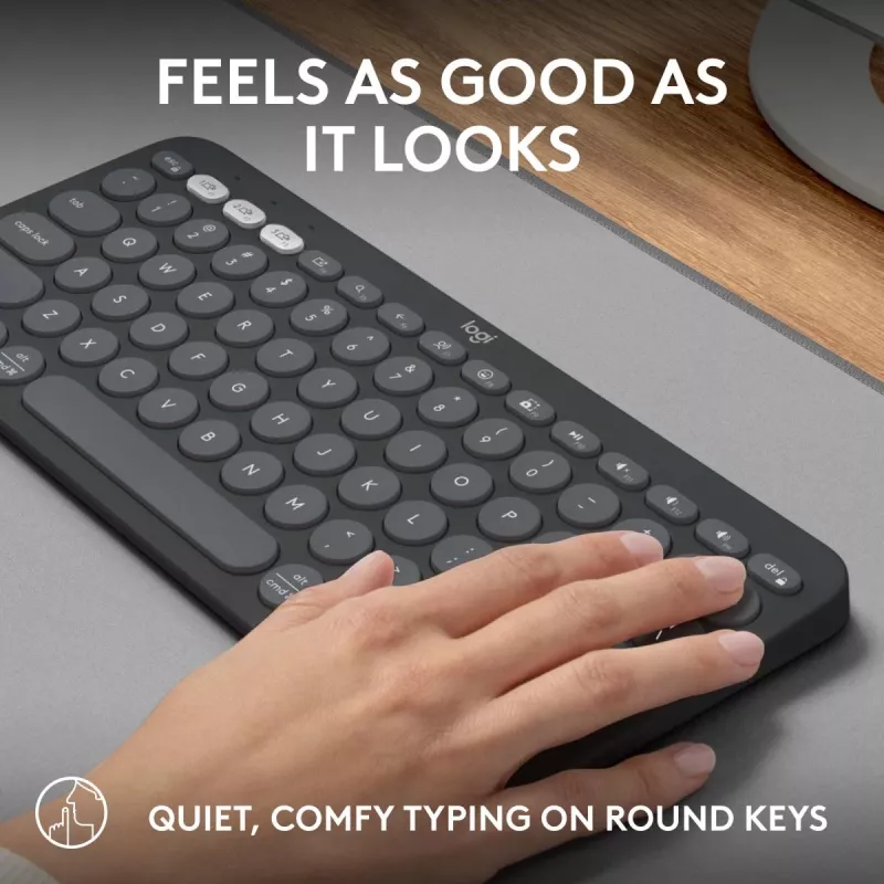 Logitech Pebble Keys 2 K380s tastatūra Universāla RF Bezvadu + Bluetooth QWERTY US International grafīta