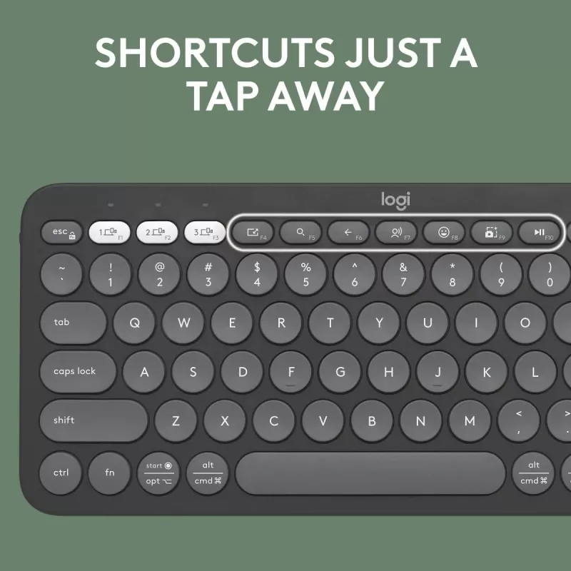 Logitech Pebble Keys 2 K380s tastatūra Universāla RF Bezvadu + Bluetooth QWERTY US International grafīta