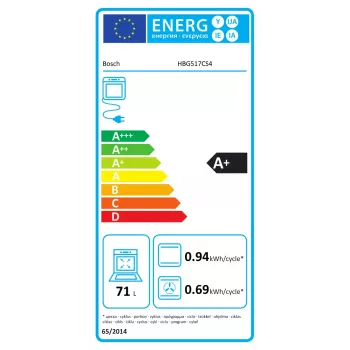 Iebūvējamā cepeškrāsns Bosch HBG517CS4 71 L ietilpība A+ energoefektivitātes klase melna
