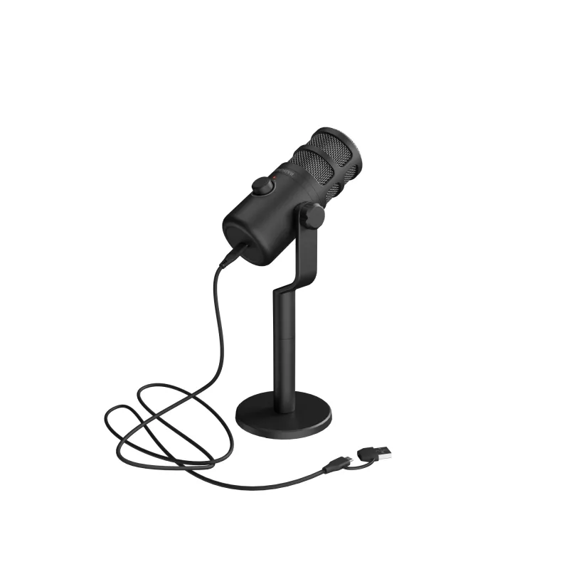 Vadu datora mikrofons GENESIS Radium 350D — USB Type-A/Type-C, jutība -48 dB, 16–14000 Hz, 2,5 m kabelis, melns