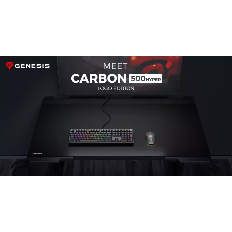 GENESIS Carbon 500 Hyper Logo, melns, vienkrāsains, audums, gumija, spēļu peles paklājiņš