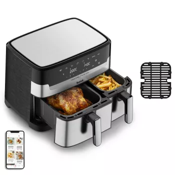Tefal Dual Easy Fry & Grill EY905D Double 8.3 L Brīvi stāvošs 2700 W Karstā gaisa fritieris Nerūsējošais tērauds