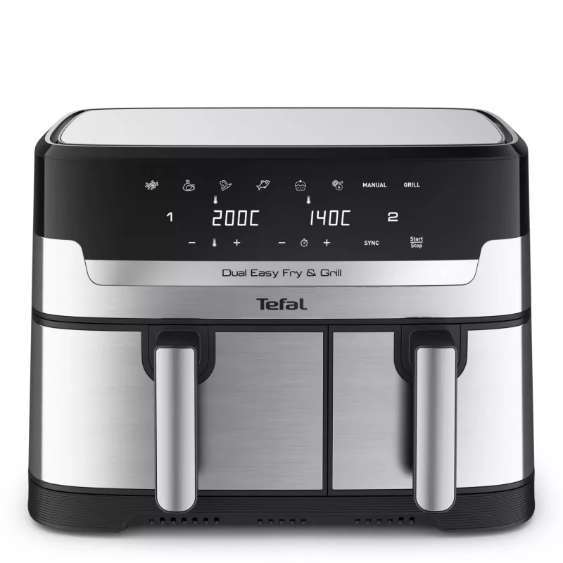Tefal Dual Easy Fry & Grill EY905D Double 8.3 L Brīvi stāvošs 2700 W Karstā gaisa fritieris Nerūsējošais tērauds