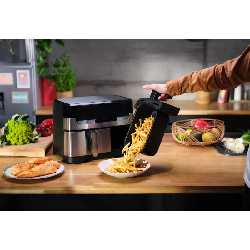 Tefal Dual Easy Fry & Grill EY905D Double 8.3 L Brīvi stāvošs 2700 W Karstā gaisa fritieris Nerūsējošais tērauds