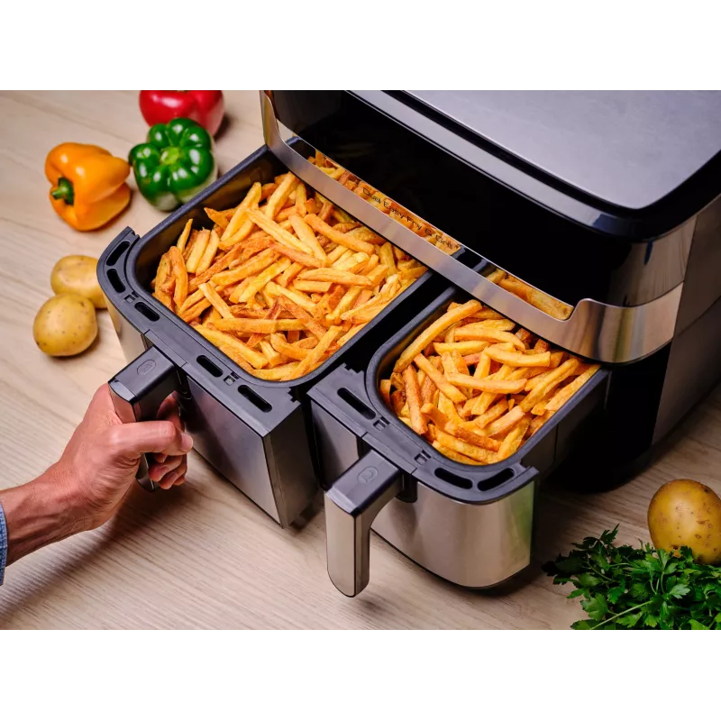 Tefal Dual Easy Fry & Grill EY905D Double 8.3 L Brīvi stāvošs 2700 W Karstā gaisa fritieris Nerūsējošais tērauds