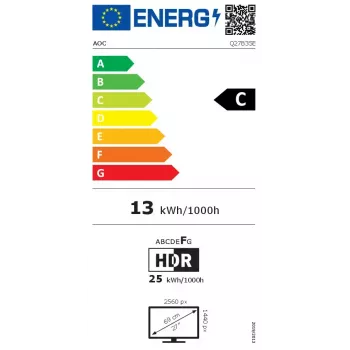 AOC B3 Q27B35E datora monitors 68,6 cm (27 colli) 2560 x 1440 pikseļi Quad HD LED melns