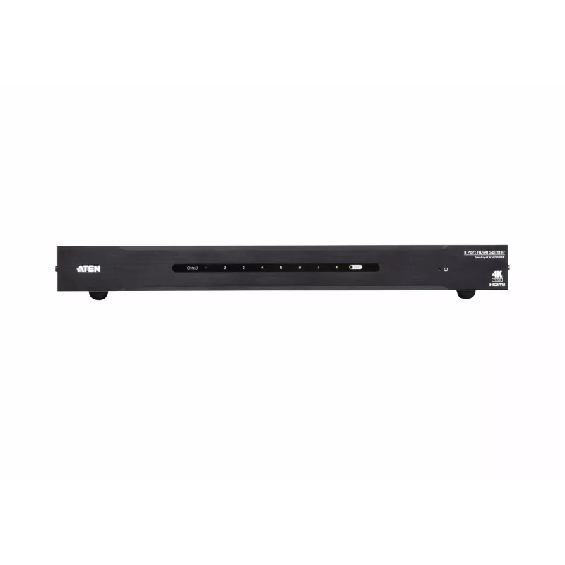ATEN 8 Port True 4K HDMI sadalītājs, HDMI, 8x HDMI, 4096 x 2160 pikseļi, melns, metāls, 4K Ultra HD