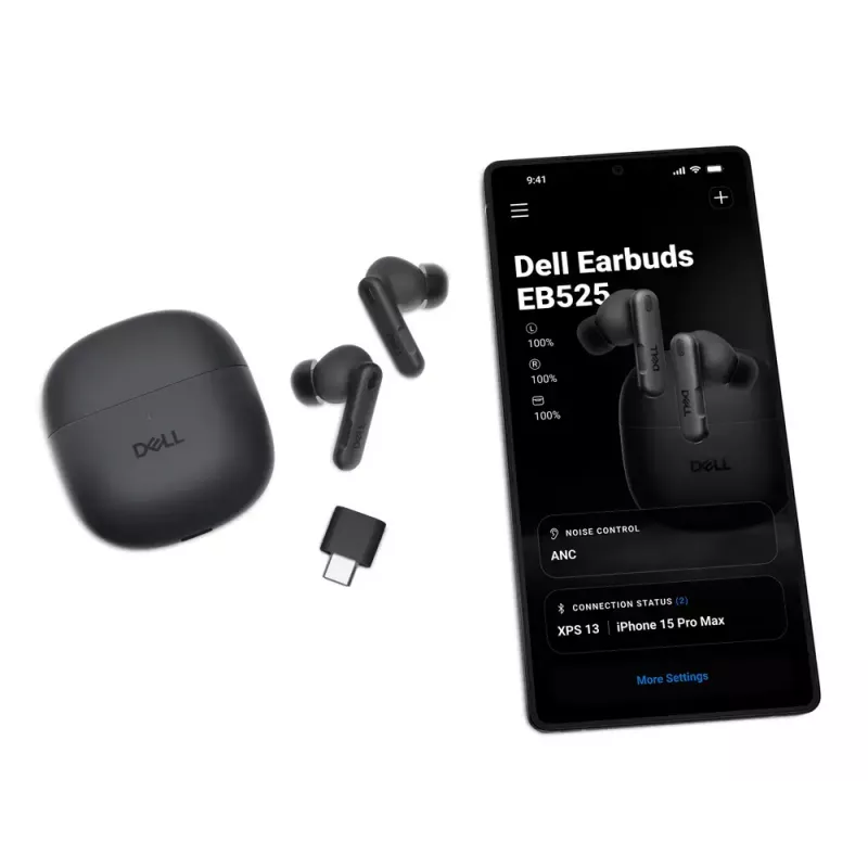 DELL EB525 Austiņas True Wireless Stereo (TWS) Iekšauss Zvanīšanai/Mūzikai Bluetooth Melnas