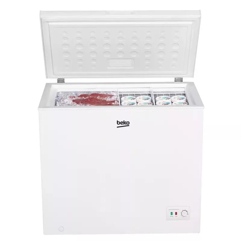 Lādes saldētava BEKO CF200EWN — 198 L, energoefektivitātes klase E, 40 dB, balta