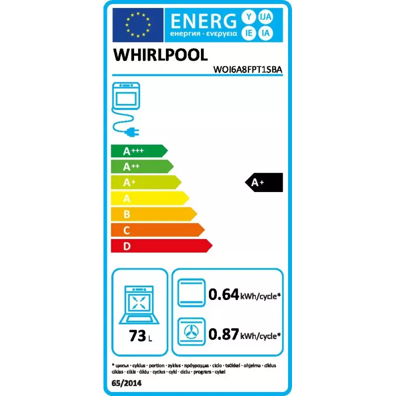 Iebūvējamā cepeškrāsns Whirlpool WOI6A8FPT1SBA 73L Elektriskā melna skārienjutīga vadība