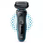 Folijas skuveklis BRAUN Series 5 51-M1000s — 3 galvas, mitrai un sausai lietošanai, iebūvēts li-ion akumulators, ātrā uzlāde, melns/zils