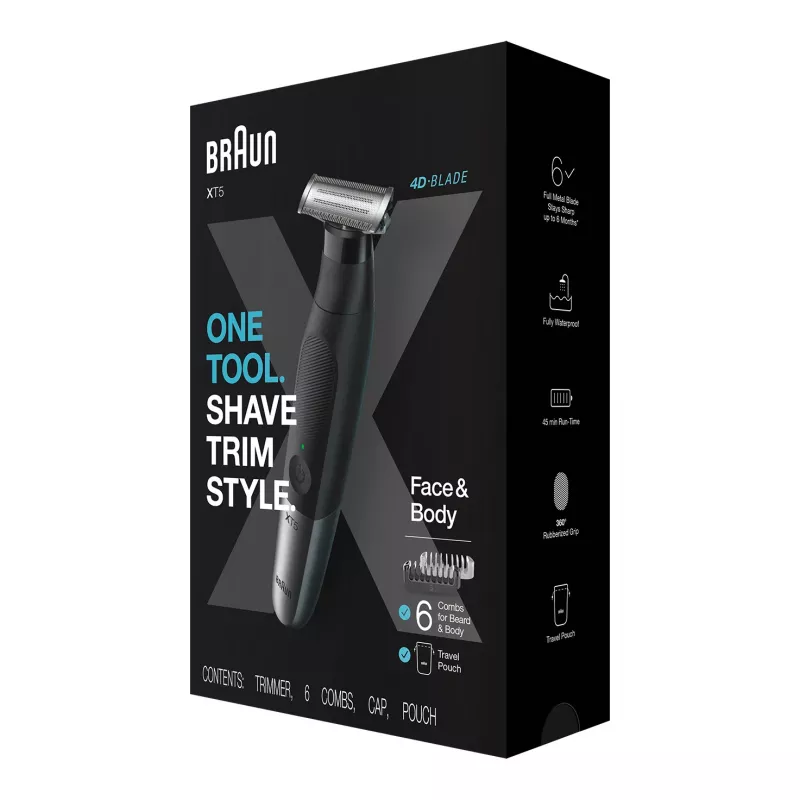Braun Series X XT5200 folijas skuveklis trimmeris Melns, Metālisks