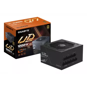 GIGABYTE UD1000GM PG5 V2 barošanas bloks - PCIe Gen 5.1, 80 PLUS Gold, pilnībā modulārs dizains, 120 mm ventilators, saderīgs ar ATX 3.1, ES kontaktdakša