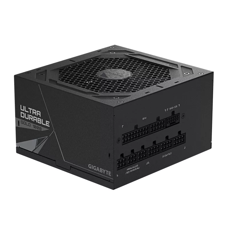 GIGABYTE UD1000GM PG5 V2 barošanas bloks - PCIe Gen 5.1, 80 PLUS Gold, pilnībā modulārs dizains, 120 mm ventilators, saderīgs ar ATX 3.1, ES kontaktdakša