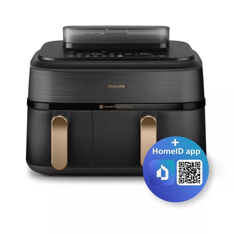 Philips 5000 series NA552/00 fritieris Dubults 9 L Brīvi stāvošs 2750 W Karstā gaisa fritieris Melns, Zelts