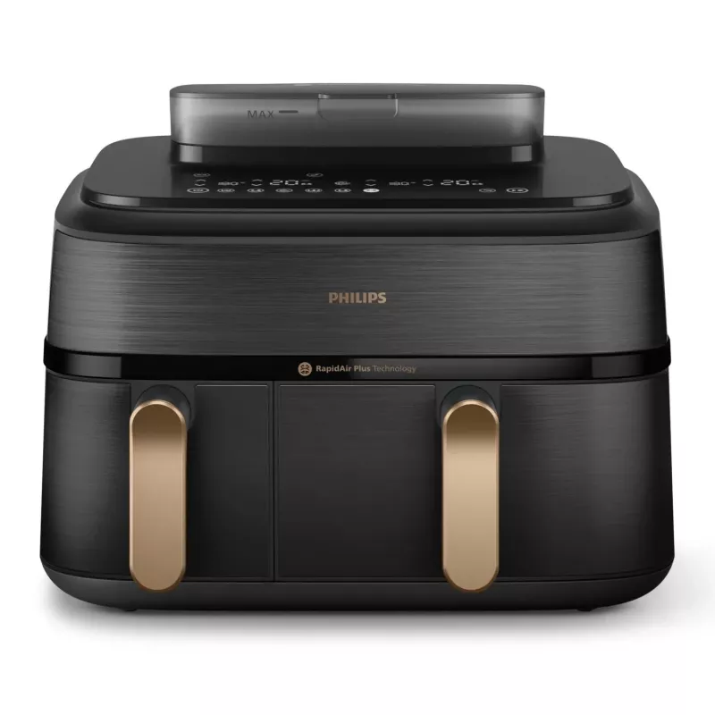 Philips 5000 series NA552/00 fritieris Dubults 9 L Brīvi stāvošs 2750 W Karstā gaisa fritieris Melns, Zelts
