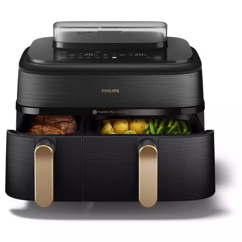 Philips 5000 series NA552/00 fritieris Dubults 9 L Brīvi stāvošs 2750 W Karstā gaisa fritieris Melns, Zelts