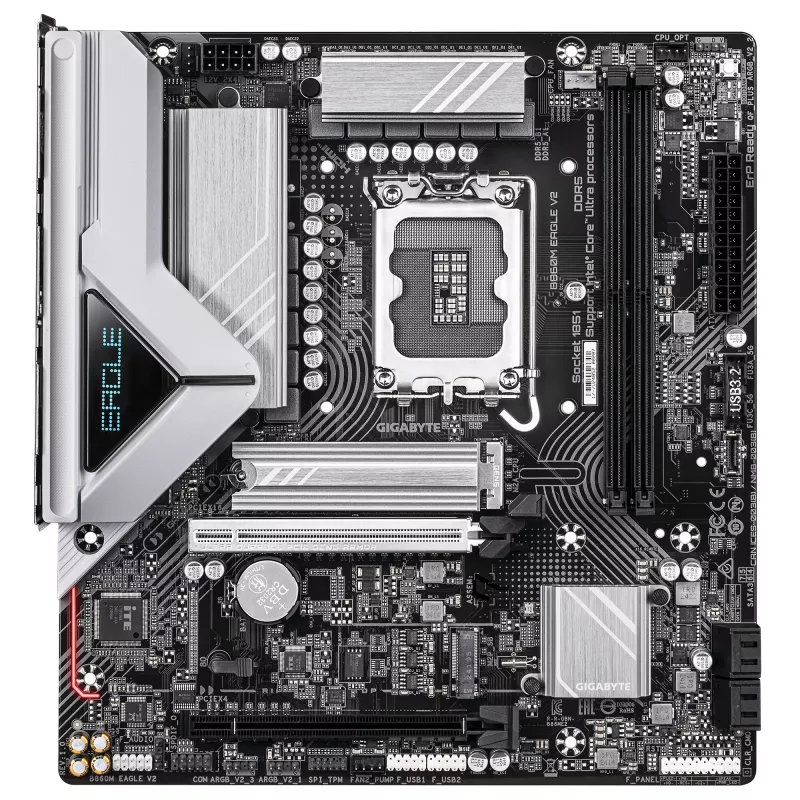 Mātesplate GIGABYTE B860M EAGLE V2 — Micro ATX, LGA 1851, Intel B860, 2 DIMM DDR5 līdz 9066MHz, PCIe 5.0, 2.5GbE