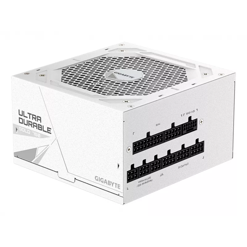 Barošanas bloks GIGABYTE UD750GM PG5 V2 750W ATX 3.1, 80 PLUS Gold, pilnībā modulārs, 8 SATA, 4x (6+2) PCIe, 2x EPS, balts
