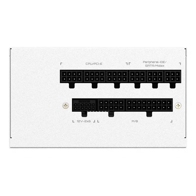 Barošanas bloks GIGABYTE UD750GM PG5 V2 750W ATX 3.1, 80 PLUS Gold, pilnībā modulārs, 8 SATA, 4x (6+2) PCIe, 2x EPS, balts