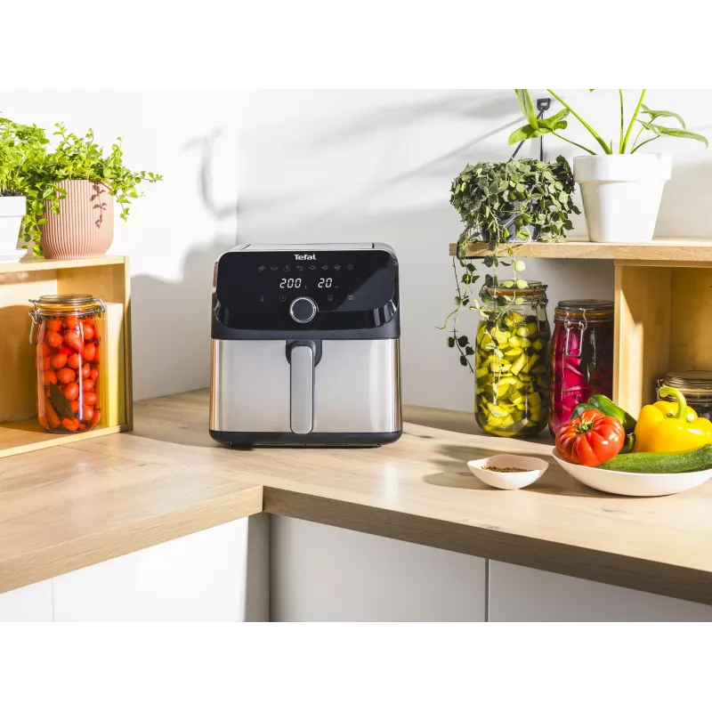 Tefal Easy Fry Mega EY855D10 fritieris Atsevišķs 7,5 L Brīvi stāvošs 2020 W Karstā gaisa fritieris Melna, Nerūsējošais tērauds