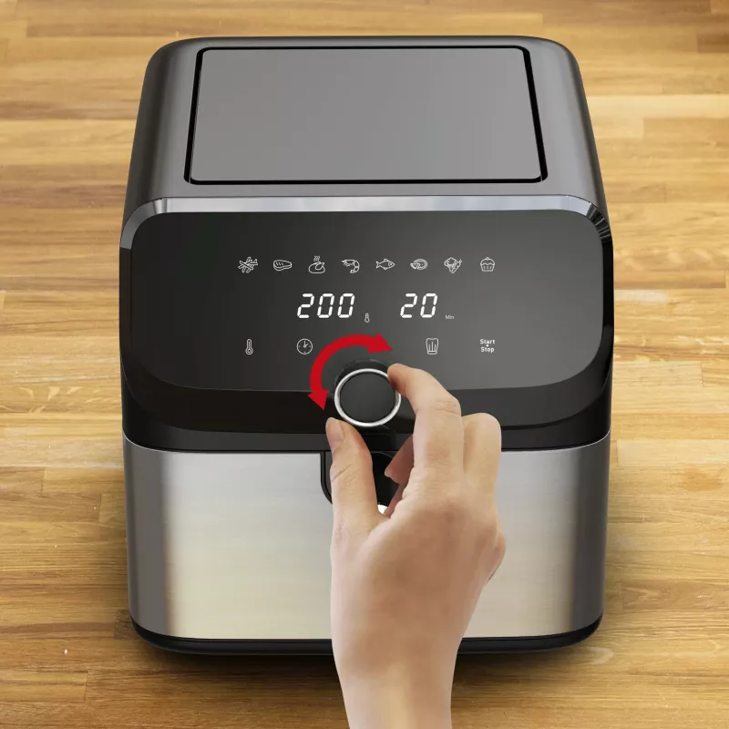 Tefal Easy Fry Mega EY855D10 fritieris Atsevišķs 7,5 L Brīvi stāvošs 2020 W Karstā gaisa fritieris Melna, Nerūsējošais tērauds