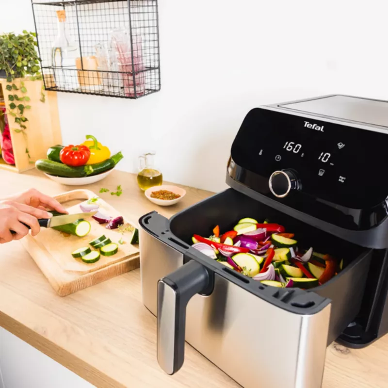Tefal Easy Fry Mega EY855D10 fritieris Atsevišķs 7,5 L Brīvi stāvošs 2020 W Karstā gaisa fritieris Melna, Nerūsējošais tērauds