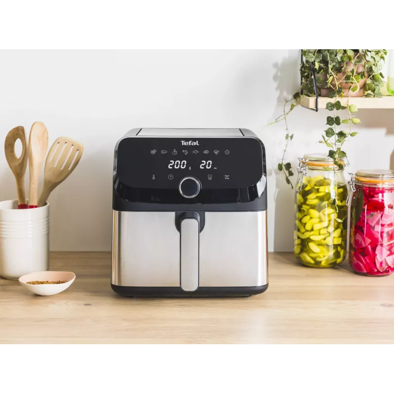 Tefal Easy Fry Mega EY855D10 fritieris Atsevišķs 7,5 L Brīvi stāvošs 2020 W Karstā gaisa fritieris Melna, Nerūsējošais tērauds