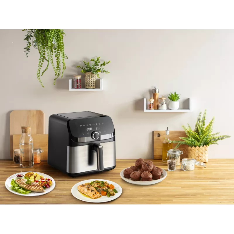 Tefal Easy Fry Mega EY855D10 fritieris Atsevišķs 7,5 L Brīvi stāvošs 2020 W Karstā gaisa fritieris Melna, Nerūsējošais tērauds