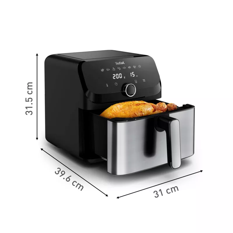 Tefal Easy Fry Mega EY855D10 fritieris Atsevišķs 7,5 L Brīvi stāvošs 2020 W Karstā gaisa fritieris Melna, Nerūsējošais tērauds
