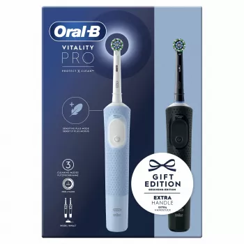Oral-B Vitality Pro Duo pieaugušo rotējoši-oscilējoša zobu suka Melna, Zila, Balta