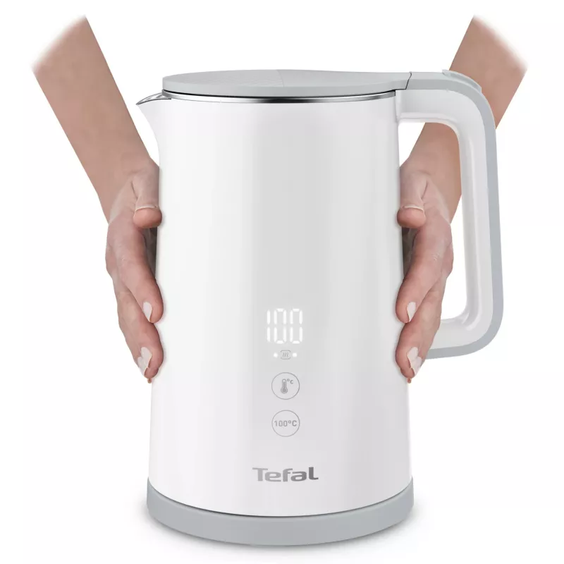 Elektriskā tējkanna Tefal KO6931, 1,5 L, 1800 W, balta, 5 temperatūras iestatījumi, silta uzturēšana 30 min.